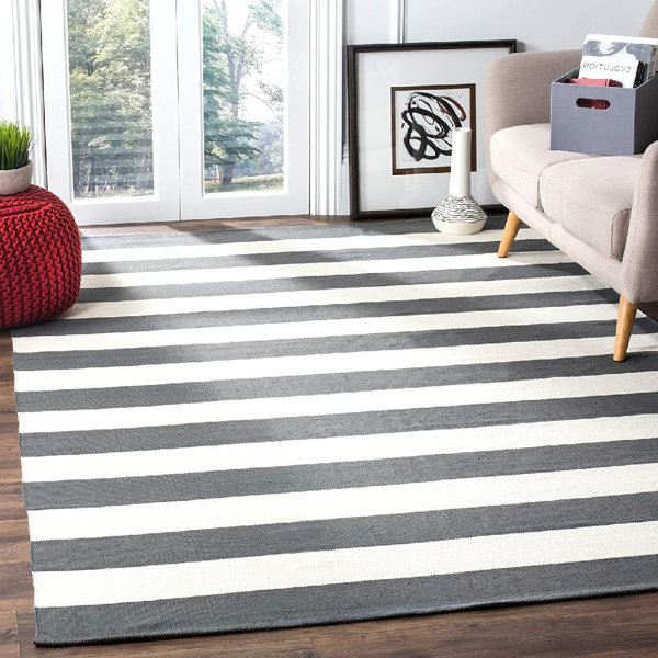 Latitude Run® Handmade Flatweave Boho Farmhouse Cotton Stripe Entryway